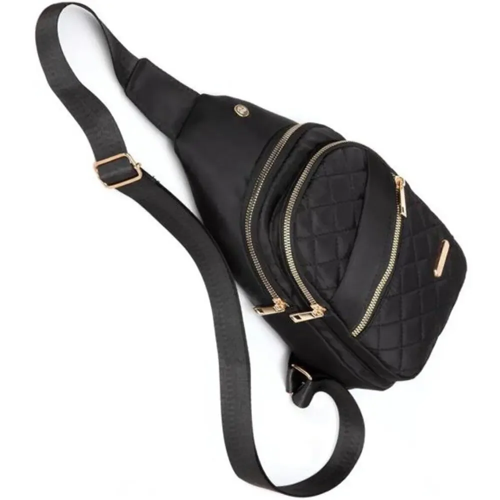 Small Sling Black Backpack Chest Bag Daypack Crossbody for Travel Sport